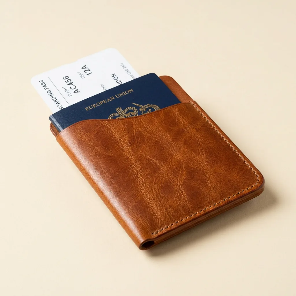 Etui wsuwane na paszport — Koniak